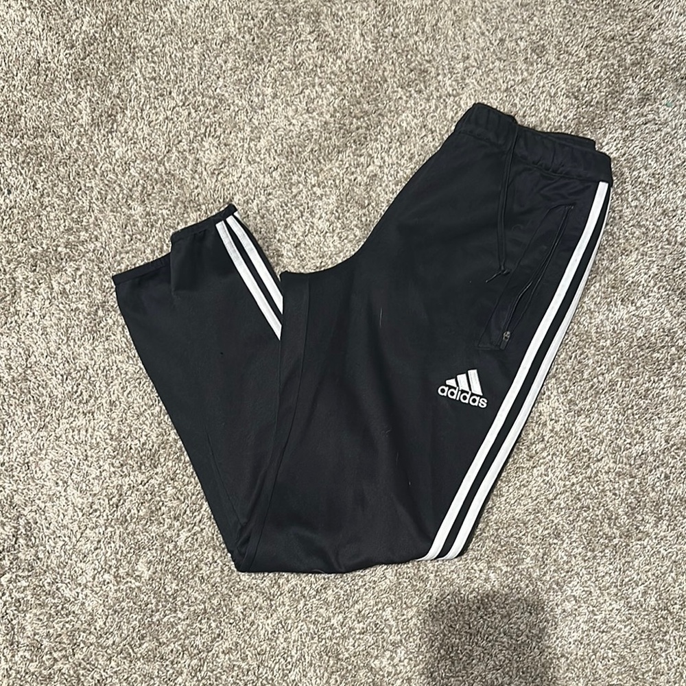 Adidas Black Joggers with White Stripes